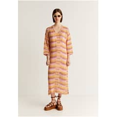 SCALPERS - Vestido Midi Crochet Multicolor Terracotta