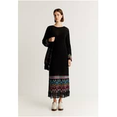 SCALPERS - Vestido Crochet Detalle Flecos Black