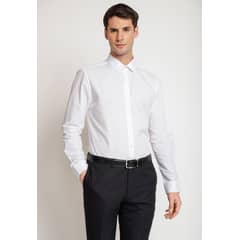 PERRY ELLIS - Camisa Hombre Formal Algodón Jacquard Blanco