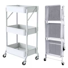 MUNDO MAGIA - Organizador Carro Plegable Multiuso De 3 Niveles Con Ruedas