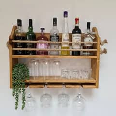 GENERICO - Bar Estante Para Vino De Madera Rustico