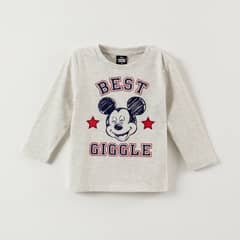 DISNEY - Polera Manga Larga Niño Mickey Best Giggle Gris