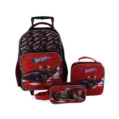 HOT WHEELS - Set 3 Piezas Mochila 15" + Lonchera + Estuche