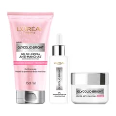 LOREAL PARIS - Pack Rutina Ácido Glicólico Gel Limpieza + Serum + Crema Dia