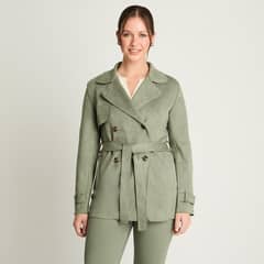 CURVI - Chaqueta Suede Básica Manga Larga Verde