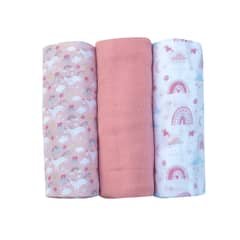 PUMUCKI - Set de 3 Pañales de Algodón Rosa