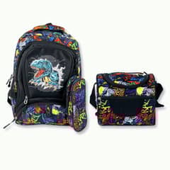 UTILISIMO - Pack Mochila Lonchera Y Estuche 45cm Juvenil Y Escolar Blue Dinosaur