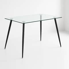 KLIK - Mesa de Comedor Vidrio Rectangular 120x70 - Patas Oscuras - Turquesa