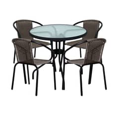 GENERICO - Juego terraza comedor 5 piezas ratan cafe oscuro Bighouse