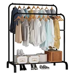 BAZUCA - Perchero Ropa Metalico Doble Closet Portatil Organizador de Ropa Negro