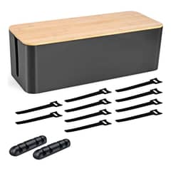 GENERICO - Caja Organizadora Cables Escritorio + Velcros + Sujetador M