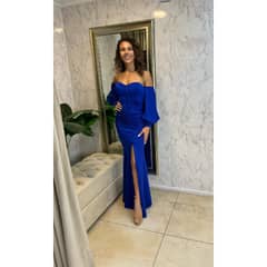 UNIQUE - VESTIDO LARGO L8476 AZUL REY - Azul
