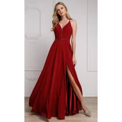 UNIQUE - VESTIDO LARGO L026 GRANATE - Granate
