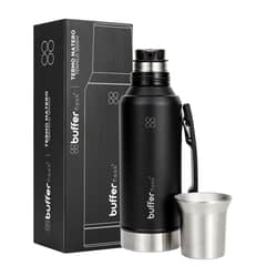 BUFFER FLASK - Termo Mate Set Matero Buffer 1,2L Acero Inox + Vaso - Negro