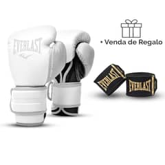 EVERLAST - Guantes De Boxeo Powerlock Blanco + Vendas Elite