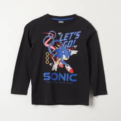 SONIC - Polera Manga Larga Niño Lets Go! Negro