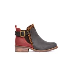 GIANI DAFIRENZE - Botin Mujer De Cuero Angu Negro Burdeo C10