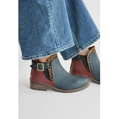 GIANI DAFIRENZE - Botin Mujer De Cuero Angu C10 Negro Burdeo