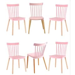 GENERICO - Pack 6 Silla de Comedor Windsor de Polipropileno Rosada