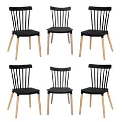 GENERICO - Pack 6 Silla de Comedor Windsor de Polipropileno Negro