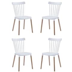 GENERICO - Pack 4 Silla de Comedor Windsor de Polipropileno Blanco
