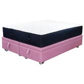 BLOCCARE - Cama Baul 2 Plaza L200cm Colchon Premium CIC Con Ruedas Logo Rosa