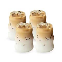 SANTU HOME & DECO - Set 4 Vasos Alto Diseño Ondas Bebidas y Coctel Vidrio 510ml