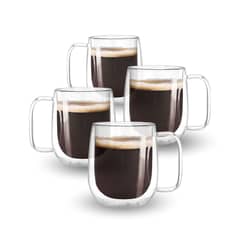 SANTU HOME & DECO - Set 4 Tazas Doble Pared Vidrio 350ml