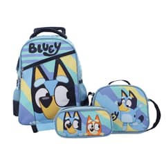 DISNEY - Pack Escolar Mochila con ruedas Estuche Lonchera Bluey