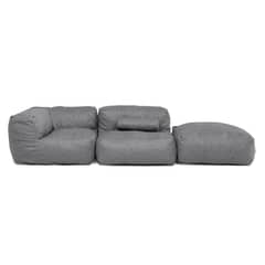 RELAN - Sillón Pouf Seccional Gris / Pouf Sala de Estar