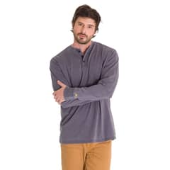 CAT - Polera Burnout Henley Hombre Gris Oscuro