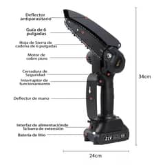 MUNDO MAGIA - Motosierra Portátil Mini Recargable Con 2 Baterías