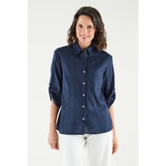MA GRIFFE - Blusa Camisera Azul Magriffe
