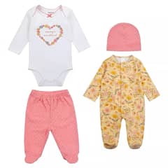 TEDMIMAK - Ajuar 4 Piezas 100% algodon para bebe Niña