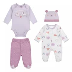 TEDMIMAK - Ajuar 4 Piezas 100% algodon para bebe Niña