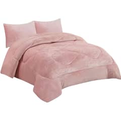 GENERICO - Plumon Plush Liso Con Chiporro 1.5 Plaza + Color Rosa