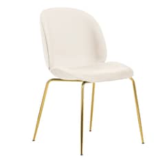 GENERICO - Silla Comedor Felpa Berlin con patas Doradas - Blanco crudo