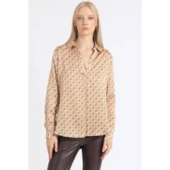 LIOLA - Blusa Satin Estampado Geo Naranjo