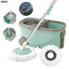 VIDITA - Mopa Trapeador Giratoria Balde Centrifuga Con Asa Rueda Agua