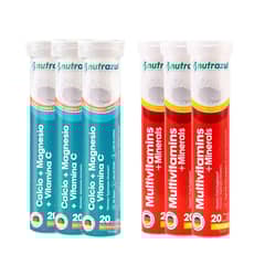 NUTRAZUL - Calcio - Magnesio (3) + Multivitamínico (3) - Pack 6 unidades