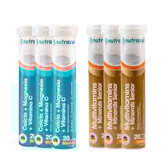 NUTRAZUL - Calcio - Magnesio (3) + Multivitamínico Senior (3) - Pack 6 unidades