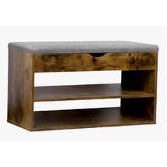 GENERICO - Zapatero Madera Con Asiento 2 Niveles 1 Cajon 80x30x44cm