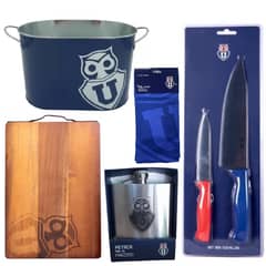 TITANIO - Set Parrillero 5 Piezas Cuchillos Tabla Hielera Petaca Paño U de Chile