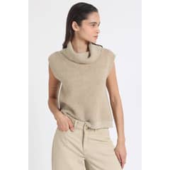 LIOLA - Sweater Recto Tejido Hilo Metalizado Camel