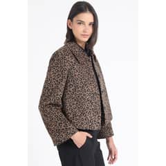LIOLA - Chaqueta Semi Recta Fantasia Animal Print Negro