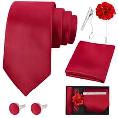 LUKOVEE - Corbatas de Satén para Hombre 8CM Corbatas con Gemelos y Caja
