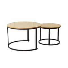 SPACE HOME - Mesa de Centro Minimalista duo estilo madera brillante y base negro