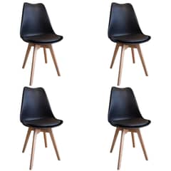 JAVIMATE - Pack 4 Sillas De Comedor Tulip Negro