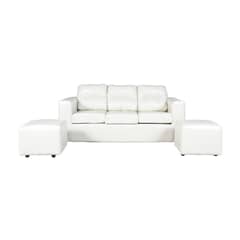 JDO & DESIGN - Sofá Nize 3 Cuerpos + 2 Pouf PU Beige