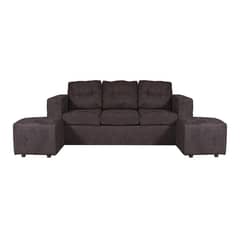 JDO & DESIGN - Sofá Nize 3 Cuerpos + 2 Pouf Felpa Negro